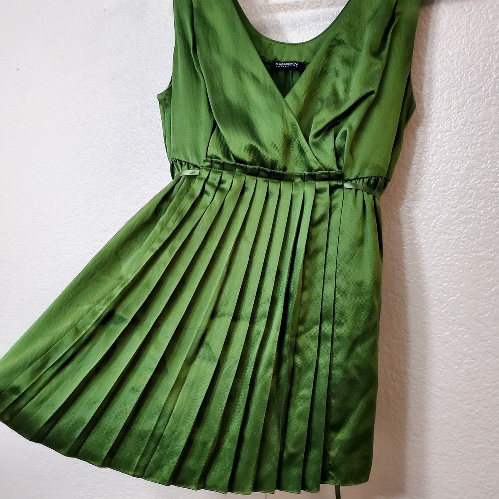 Magaschoni Collection-Women's Neptune Green Sparkly Silk Fit/Flare Tunic-S/M-NWT